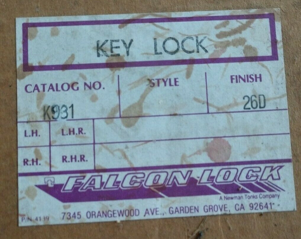 FALCON LOCK K931 MINI MORTICE DEADBOLT LESS CYLINDERS US26D