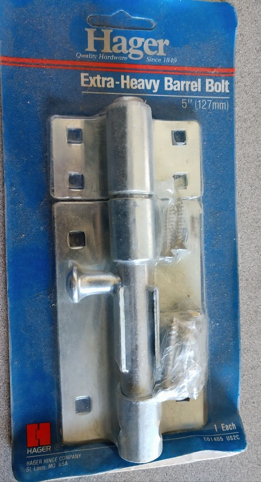 HAGER CD1405 US2C EXTRA HEAVY BARREL BOLT ZINC PLATE