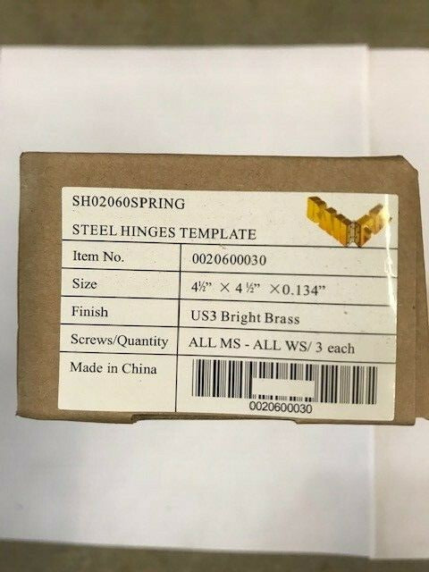 3 EACH BAH SH0 2060 4 1/2" X 4 1/2" US3 UL SELF CLOSING DOOR CLOSER HINGE