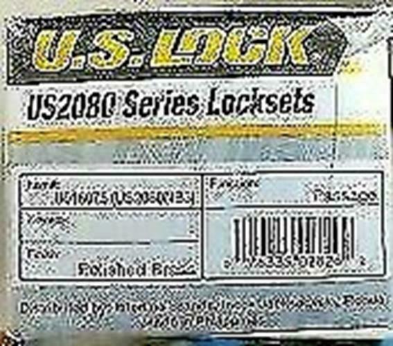 US LOCK US2080 NB3 PASSAGE LOCK US3 POLISHED BRASS ADJ BS AKA U018075