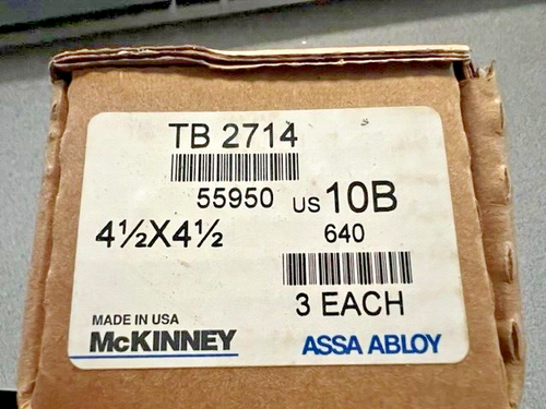 3 MCKINNEY HINGE TB2714 US10B 4 1/2 X 4 1/2 OIL RUBBED BRONZE BMHA 640 MADE USA