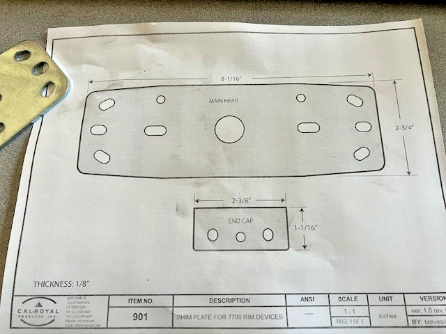 Cal-Royal 901 Shim Kit for 7700 Series Rim Exit Devices
