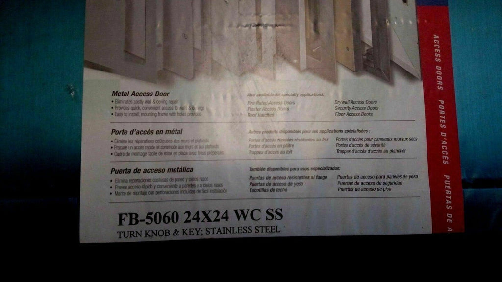 ACUDOR FB-5060 24 X 24 WC SS FIRE RATED DOOR WITH TURN KNOB & KEY