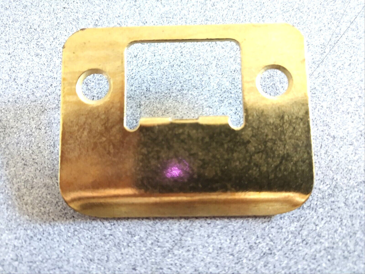 FULL LIP STRIKE IN BRASS PLATED 2 1/4" HIGH X 1 3/4" WIDE INCL BEND
