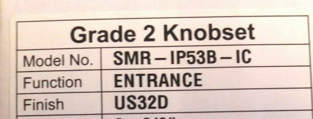 SMR IP 53B IC ENTRY US32D 2 3/8" BACKSET ORBIT KNOB MINT FOR SFIC LESS CORE