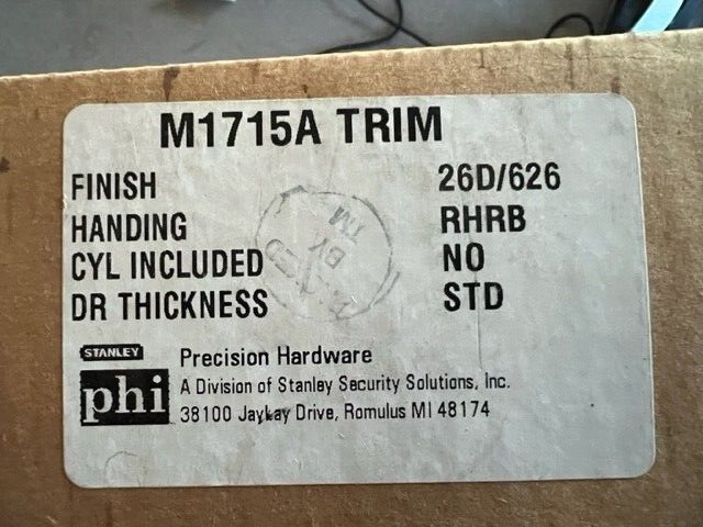 PRECISION M1715A THUMBTURN PASSAGE TRIM US26D APEX & OLYMPIAN MORTICE DEVICES