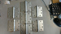7 EACH MISC TEMPLATE HINGES 4 1/2" X 4 1/2 ALUMINUM PAINTED FINISH 