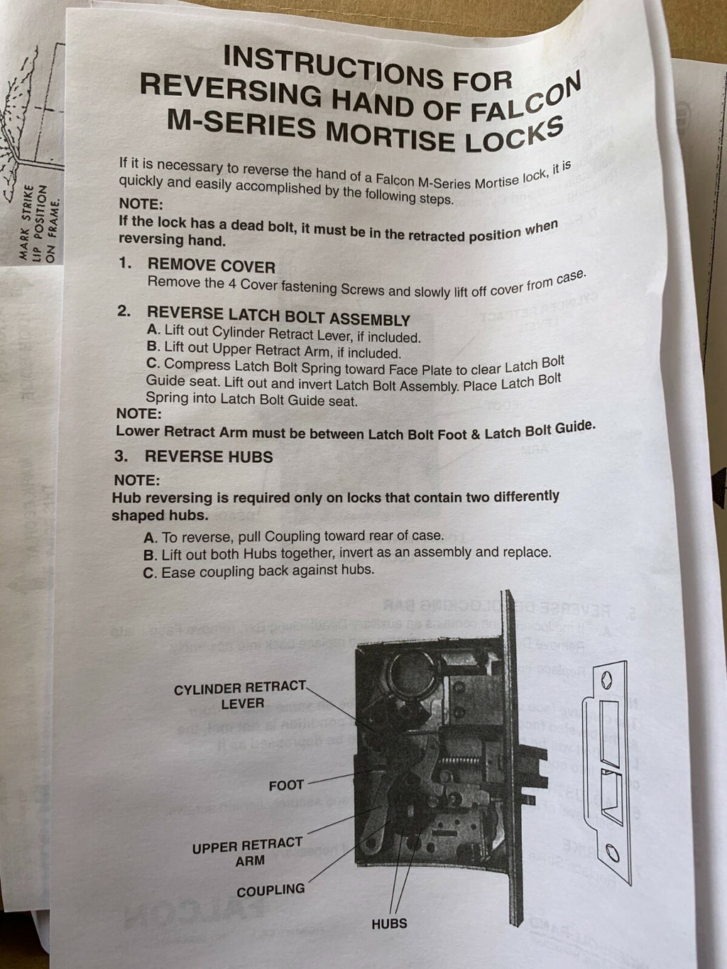 Falcon M571L-KG-630 DORMITORY LOCK US32D LESS CYLINDER (CHOOSE HAND)