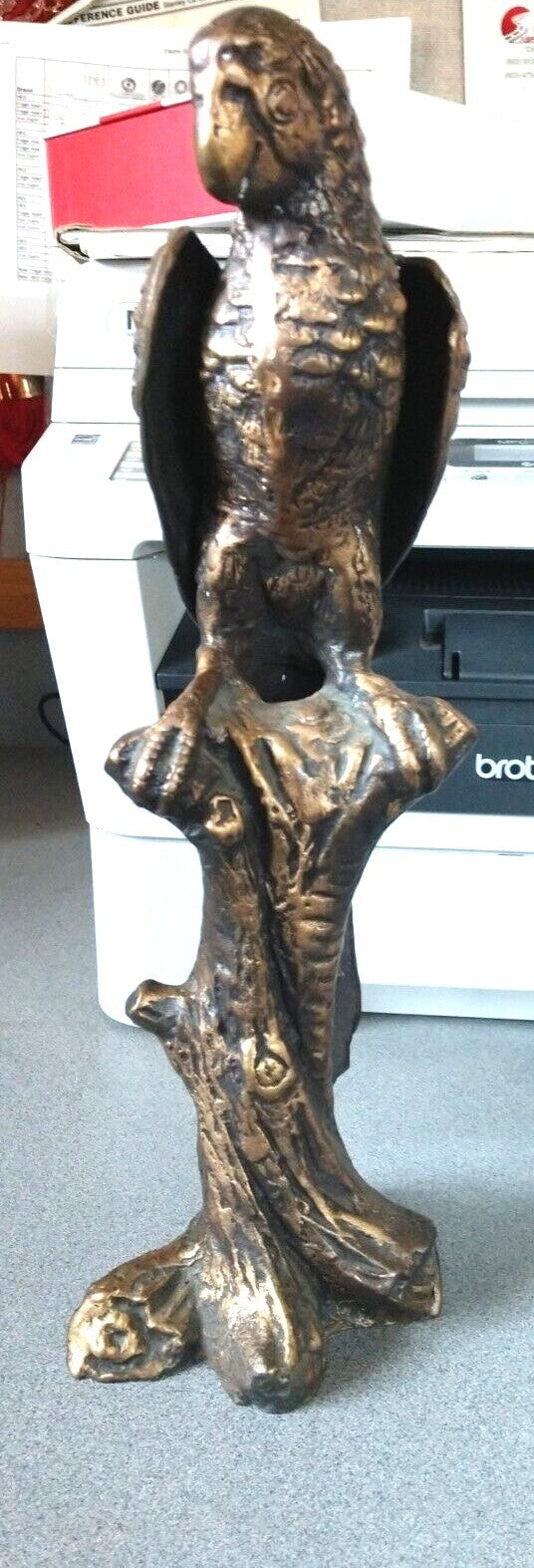 BRONZE PARROT STATUE 12 3/4" HIGH