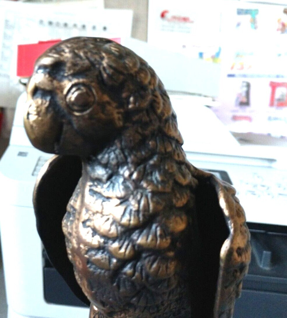 BRONZE PARROT STATUE 12 3/4" HIGH