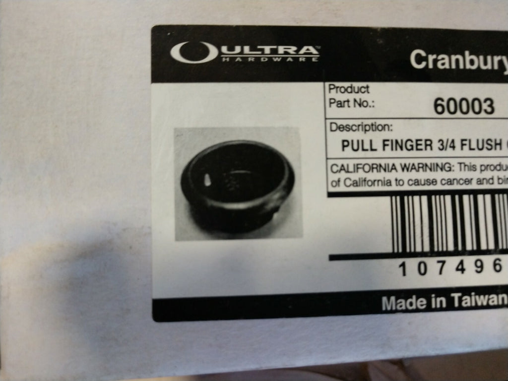 100 EACH ULTRA HARDWARE 60003 FINGER SLIDING DOOR PULL 3/4" US10B ORB