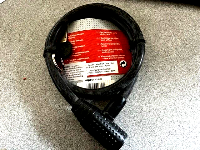 ABUS CITADEL CS30.80  BIKE CABLE LOCK - BLACK "DETROIT" (1 key only)