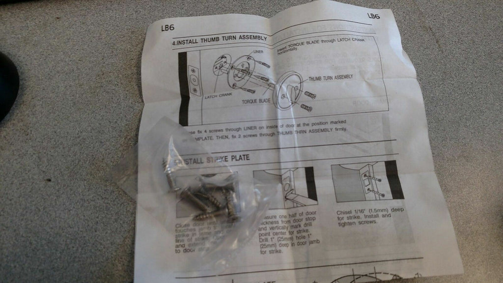 PDQ KV 125 US32D SINGLE SIDE TURN BOLT WITH ADJ BACKSET 2 3/8" AND 2 3/4" NOS