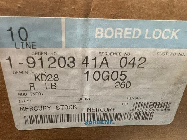SARGENT LOCK 10G05 L X LB US26D LA KEYWAY KR