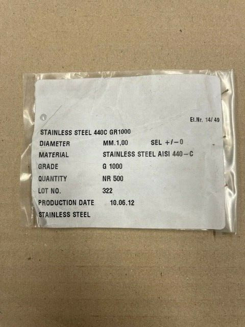 440-C 1MM GRADE 1000 AISI STAINLESS STEEL BALL BEARING (BAG OF 500)