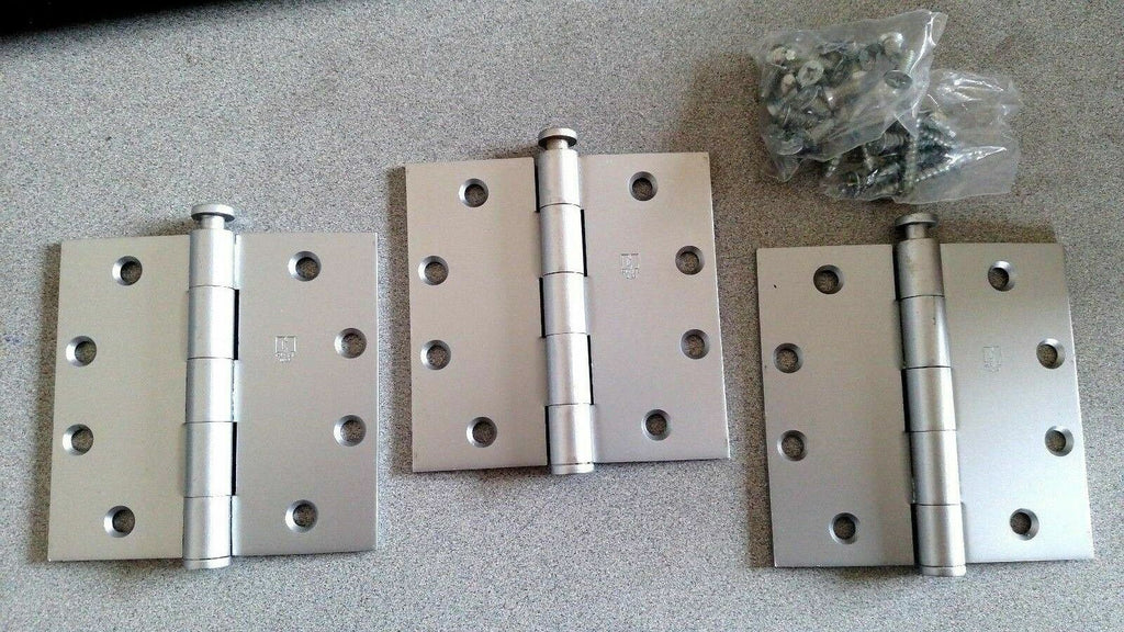 BOX OF 3 HAGER HINGE 1279  4 1/2" x 4 1/2 LS LUMA SHEEN ( TO MATCH ALUM COLOR)