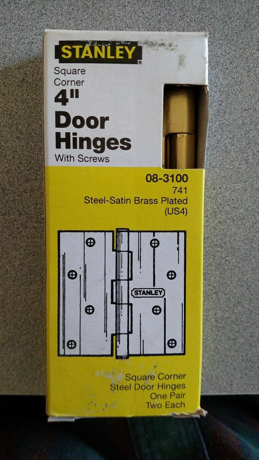 25 PAIR STANLEY NATIONAL 741 4 X 4  US4 STEEL SATIN BRASS PLATED NOS