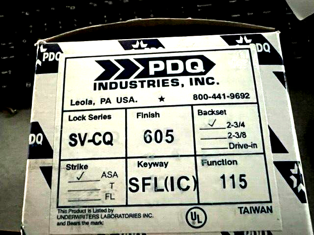 PDQ LOCK STOREROOM SV-CQ 115 SFIC US3 2 3/4" BS LESS CORE X ASA