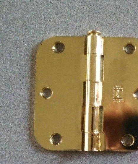HAGER 1841 3 1/2 X 3 1/2  5/8" RAD CORNER HINGE LESS SCREWS POLISHED  BRASS USA