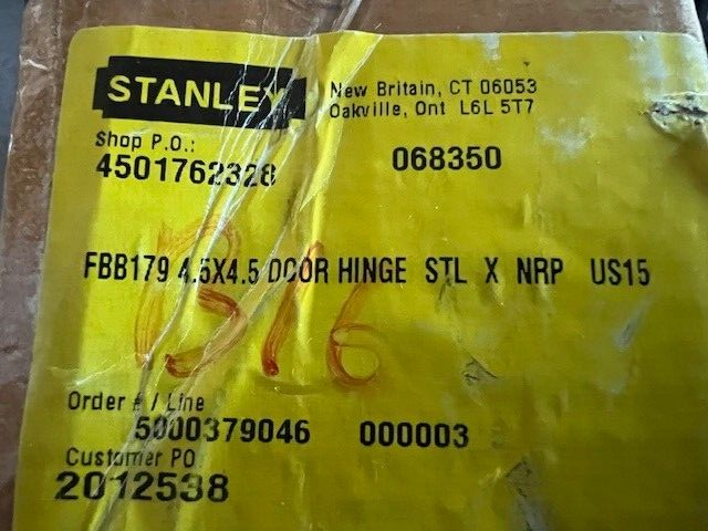 STANLEY BEST FBB179 4 1/2 X 4 1/2 X US15 NRP AKA 068350 SATIN NICKEL