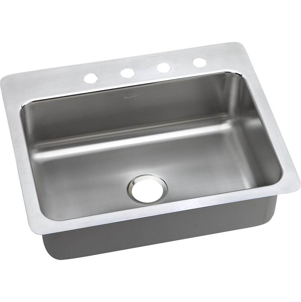 Elkay DPMSR127224 Dayton SS 27 L x 22 W x 8 D Universal Mount 4 Faucet Hole sink
