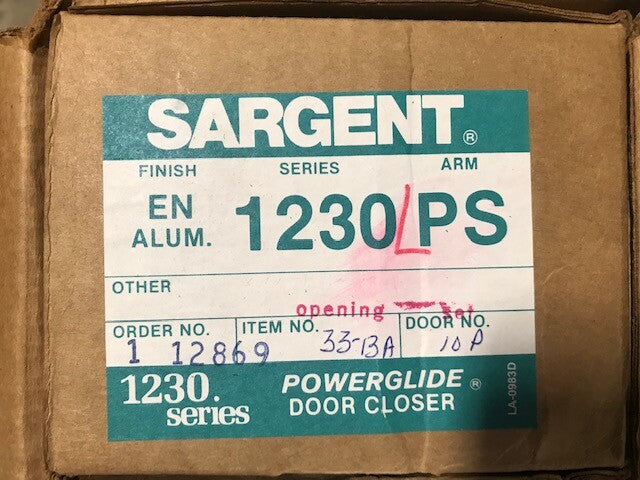 SARGENT HARDWARE DOOR CLOSER 1230 LH PS EN Size 2-6 Parallel Stop Arm 
