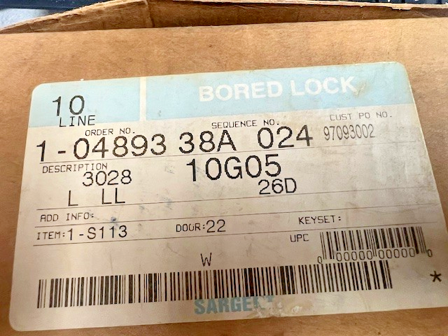 SARGENT LOCK 10G05 L X LL US26D SCHLAGE C KEYWAY