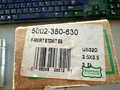 3 EA BOMMER 5002-350-630 3  1/2 X 3 1/2" SATIN STAINLESS MADE IN USA COMM HINGES