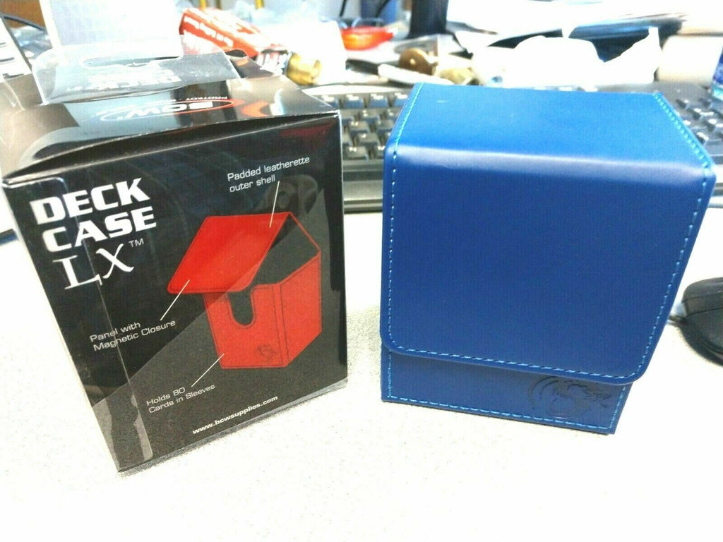 BCW Deck Case LX Leatherette | Holds 80 Sleeved Cards Blue 1-DCLX-BLUE 1-Unit
