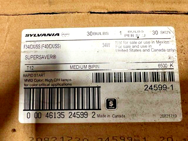 CASE OF 30 SYLVANIA F34 DX SS AKA F40/DX/SS AKA 24599-1 SUPERSAVER T12 MED BIPIN
