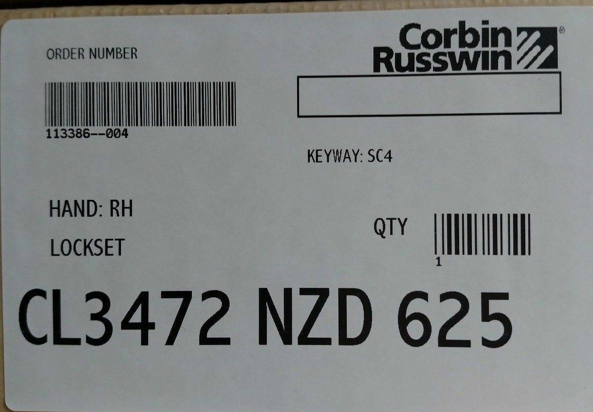 CORBIN RUSSWIN CL 3472 NZD 625 PUBLIC TOILET, APT EXIT GRADE 1 POL CHROME DBL CY