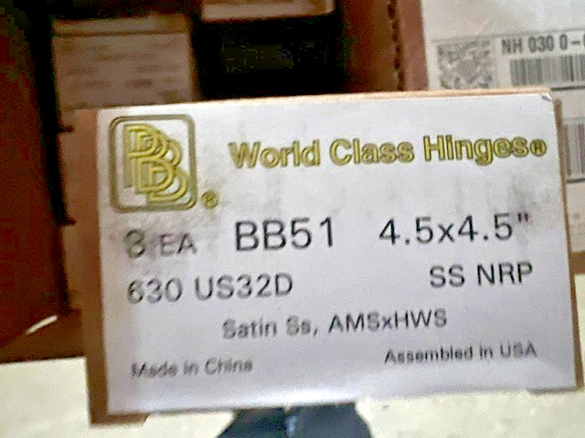 BOX OF 3  PBB BB51 4.5" x 4.5" US32D/630 NRP AMS x 1/2 WS