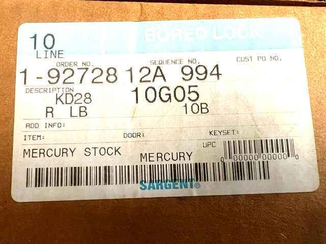 SARGENT LOCK 10G05 R X LB US10B LA KEYWAY KR