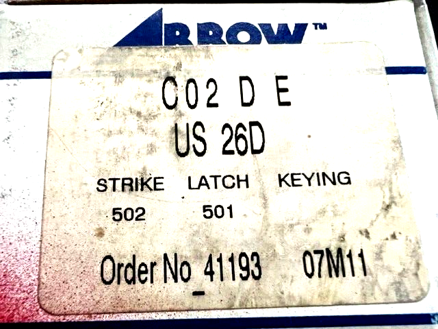 ARROW LOCK  C02 DE US26D PRIVACY TUBULAR TULIP KNOB ADJ BS US26D