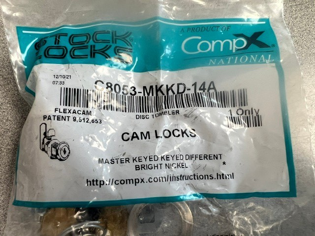 COMPX C8053-MKKD-14A MASTER K DIFF  W/ 2 CAMS & 2 KEYS (MASTER SOLD SEPERATE)