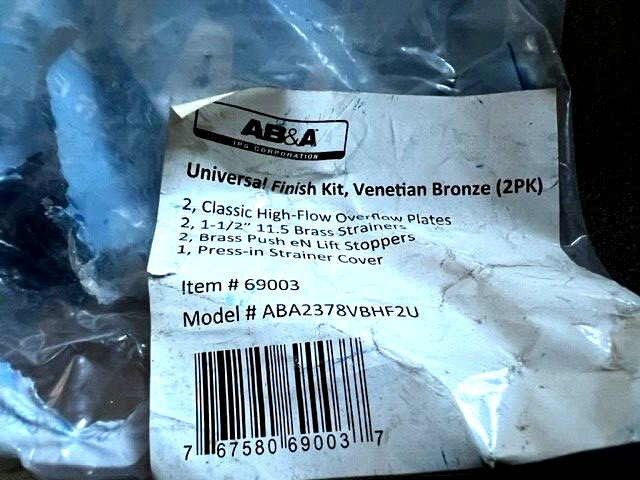 AB&A IPS Corp 69003 ABA2378VBHF2U Universal Finish Kit, Venetian Bronze, 2 pack
