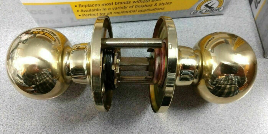 US LOCK US2080 NB3 PASSAGE LOCK US3 POLISHED BRASS ADJ BS AKA U018075