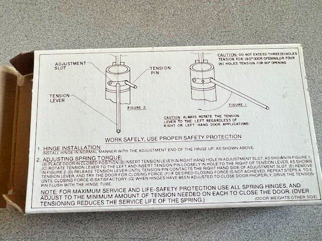 1  EACH BOMMER 4311 4 X 4 UL SINGLE ACTING  SPRING HINGE USPC 600 GREY  PRIME