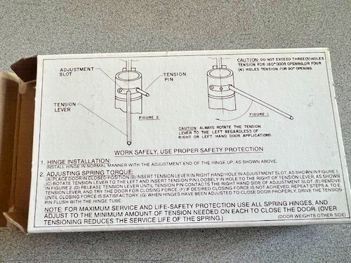 1  EACH BOMMER 4311 4 X 4 UL SINGLE ACTING  SPRING HINGE USPC 600 GREY  PRIME