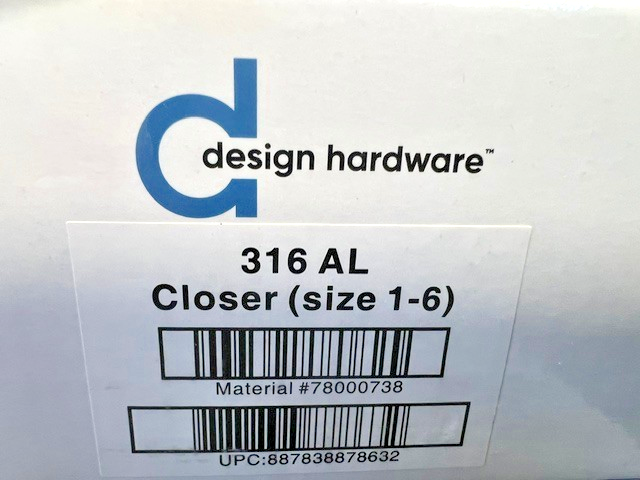 DESIGN HARDWARE 316 AL - Series Heavy Duty Door Closer Size 1-6 Arm, Aluminum