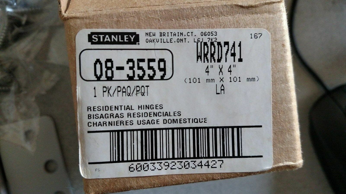 1 BOX OF 3 HINGES STANLEY WR RD741 4 X 4  LA SPRAYED ALUMINUM  1/4" RADIUS 