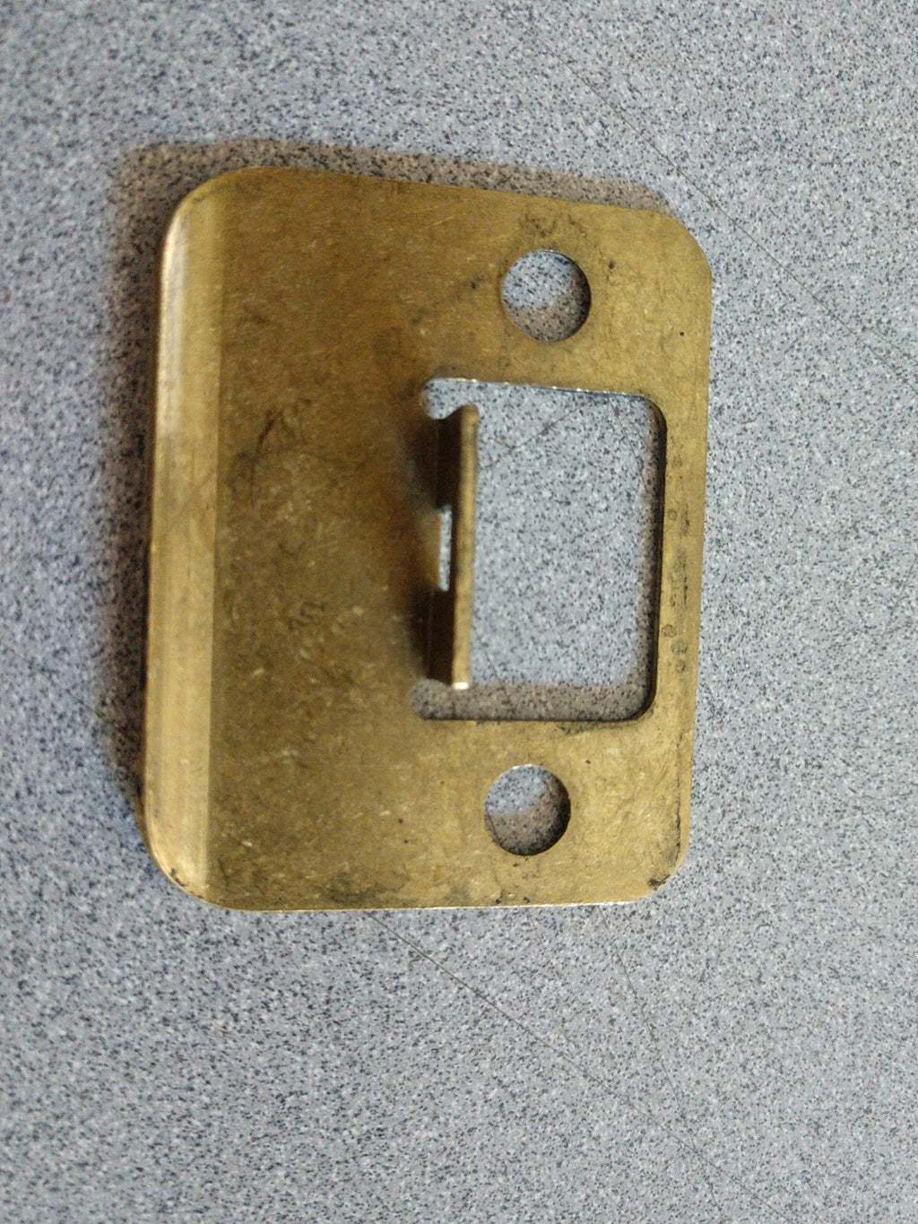FULL LIP STRIKE IN POLISHED BRASS PLATED 2 1/4" HIGH X 1 3/4" W INC BEND
