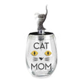 CAT MOM   16 Oz Zinc Stemless Wine Glass Stopper Set  WNT899X3