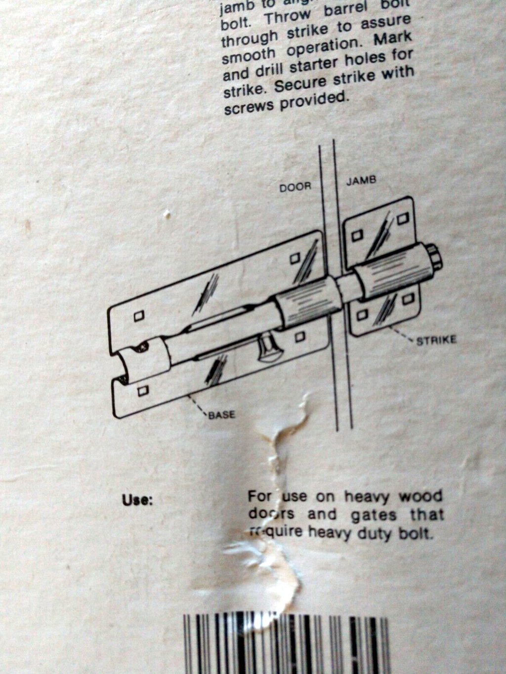 HAGER CD1405 US2C EXTRA HEAVY BARREL BOLT ZINC PLATE